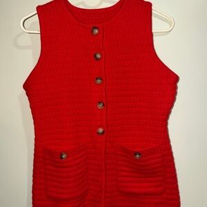 Amazon Red Knit Button-Front Vest